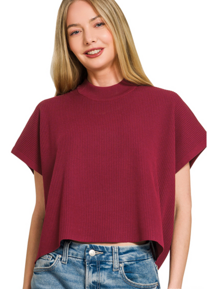 Boxy Ribbed Sweater Top