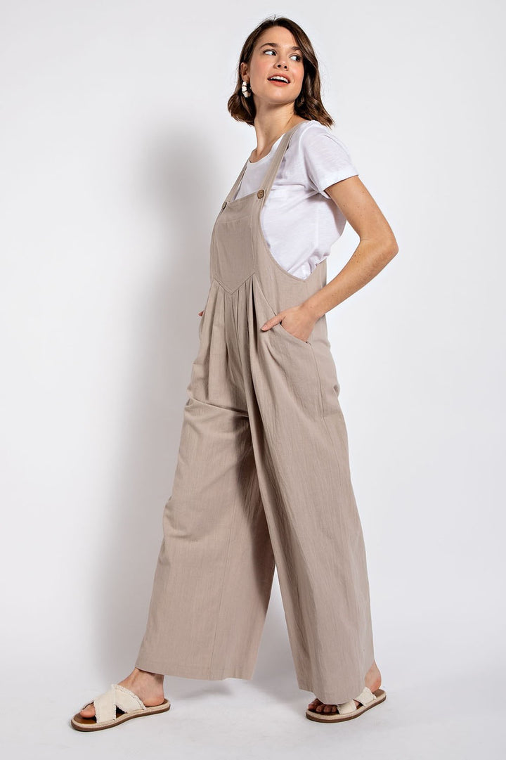 Wide Leg Pin Tuck Overall