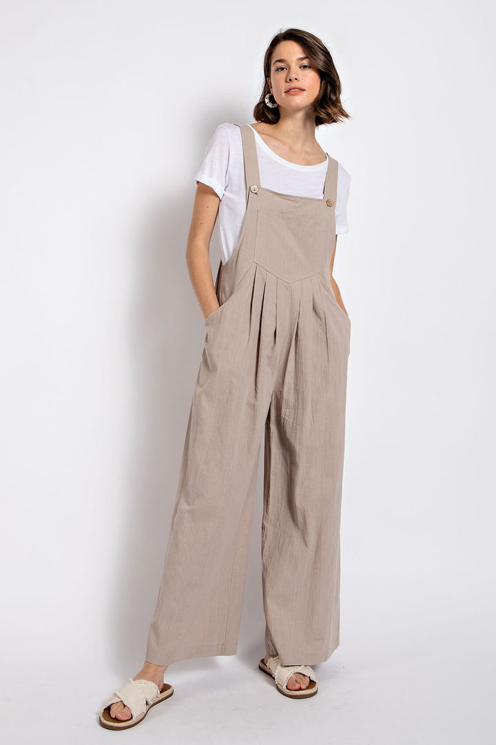 Wide Leg Pin Tuck Overall