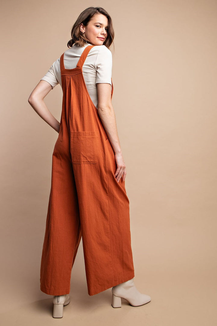 Wide Leg Pin Tuck Overall
