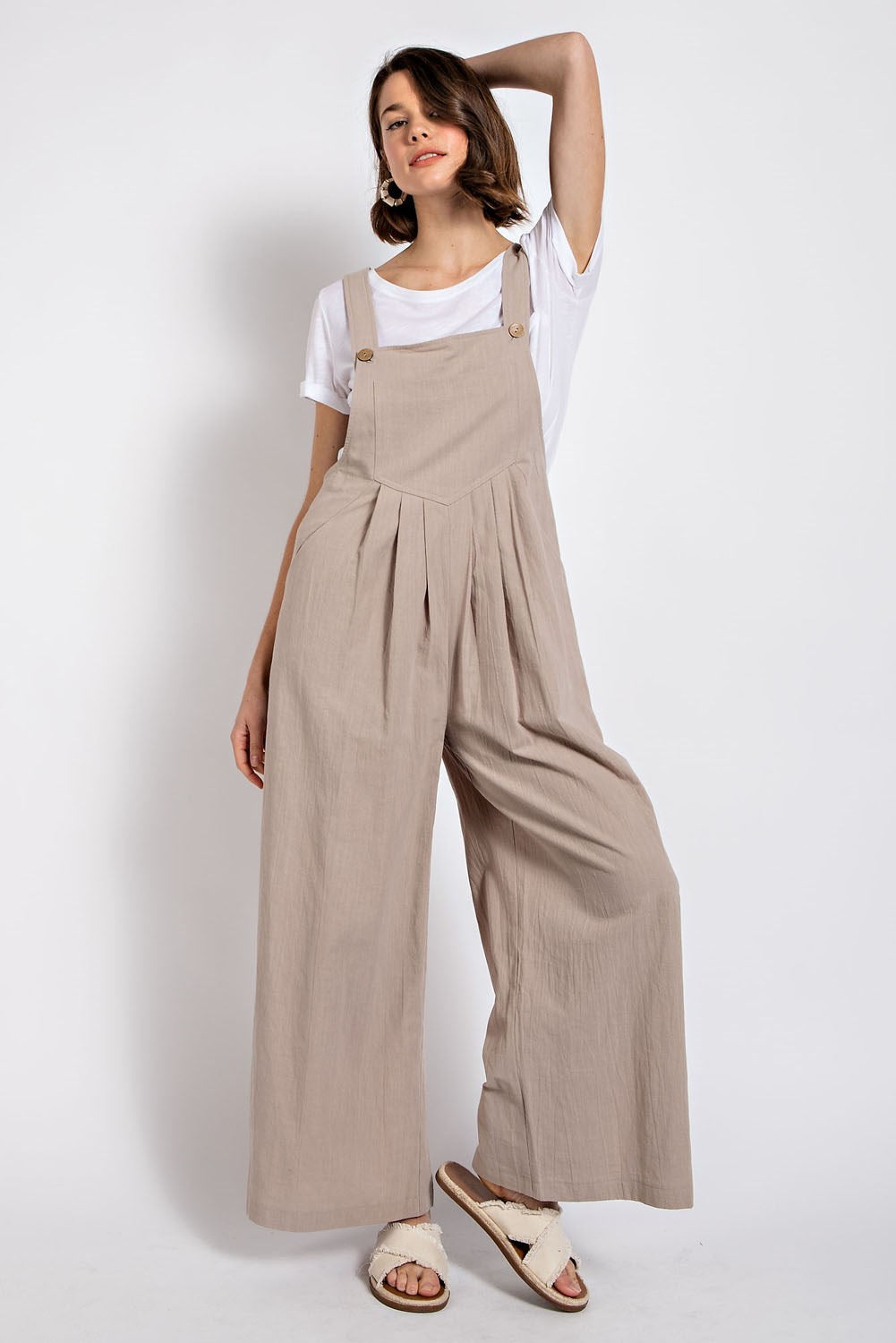 Wide Leg Pin Tuck Overall