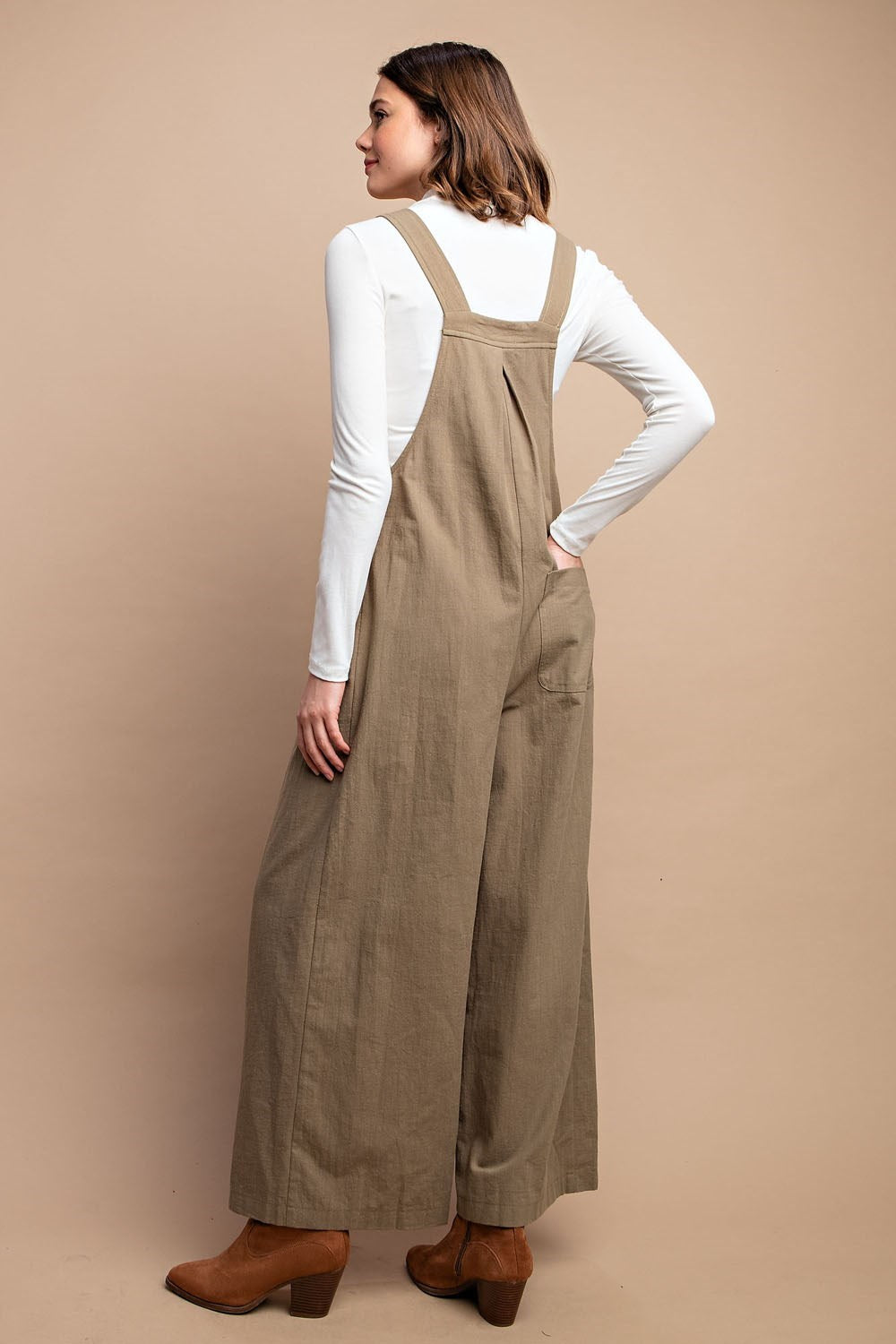 Wide Leg Pin Tuck Overall