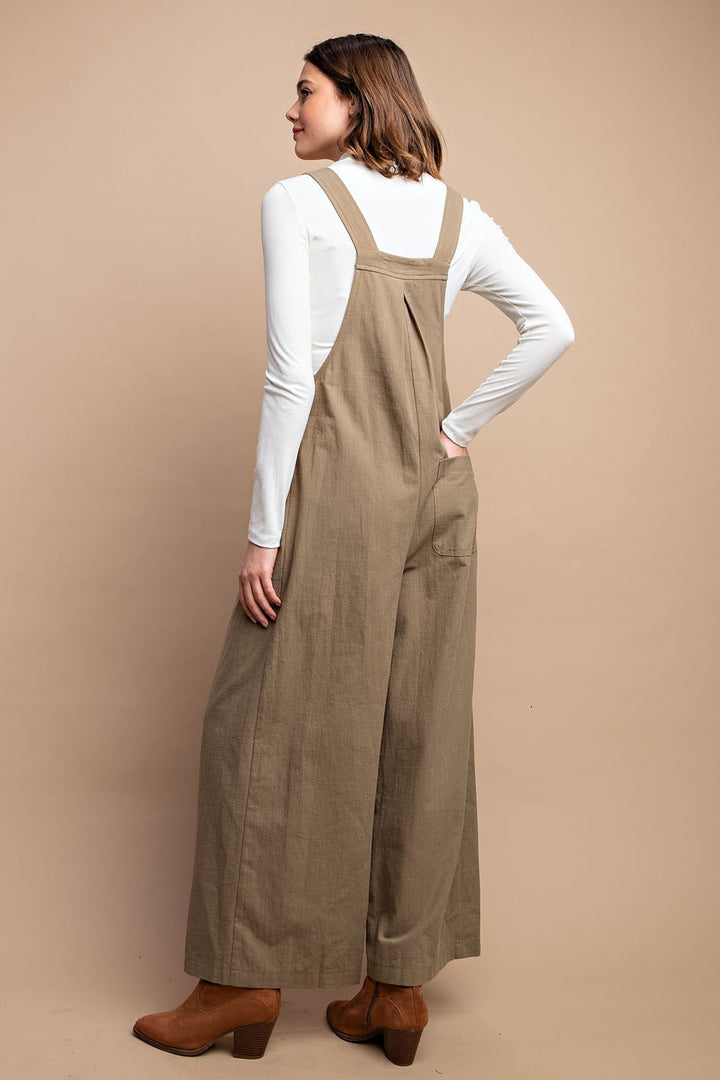 Wide Leg Pin Tuck Overall