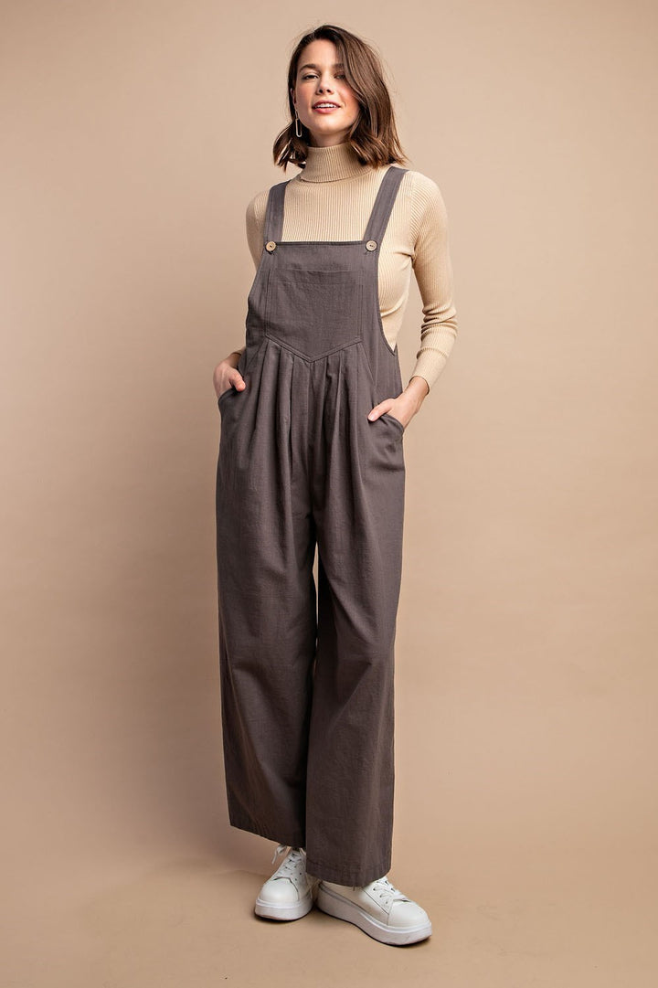 Wide Leg Pin Tuck Overall