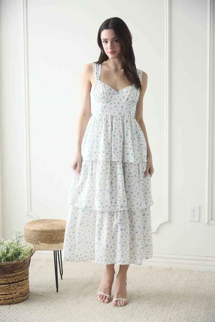 Tiered + Floral Sweetheart Dress