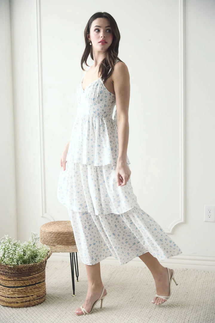 Tiered + Floral Sweetheart Dress