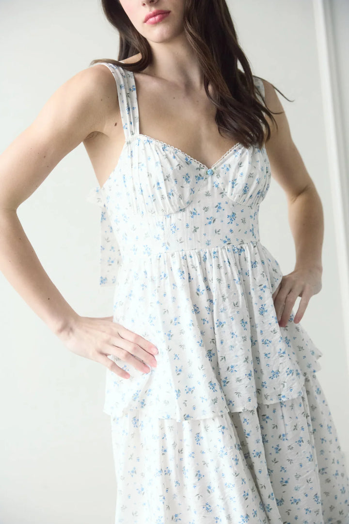 Tiered + Floral Sweetheart Dress