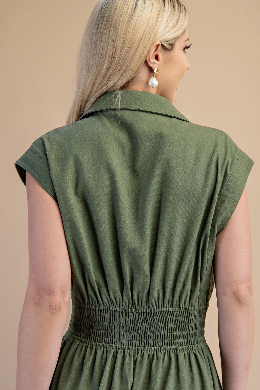 Sleeveless Linen Shirt Dress