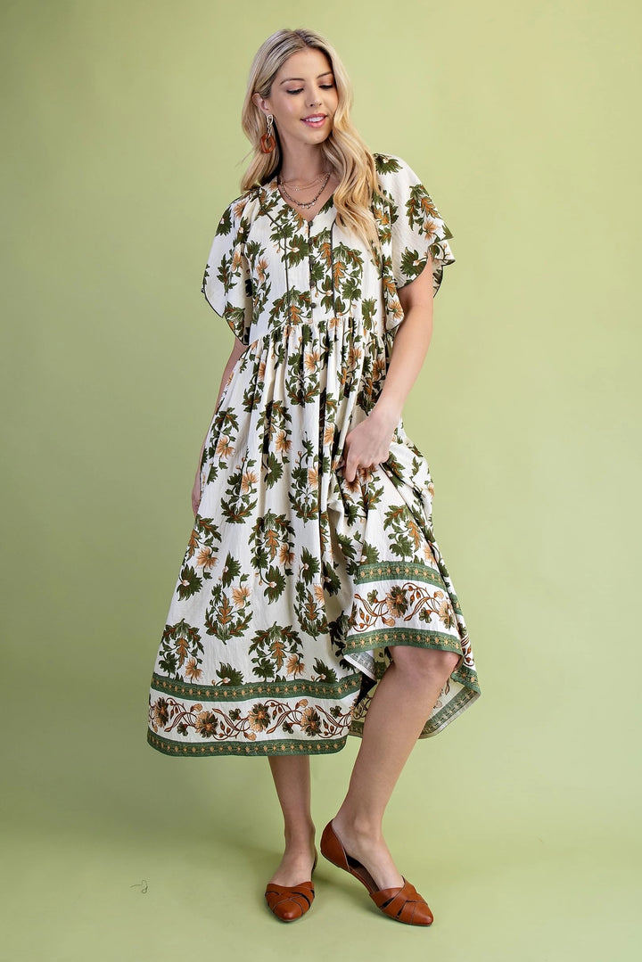 Scalloped Sleeve Fall Dress