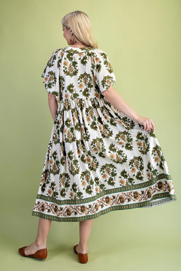 Scalloped Sleeve Fall Dress