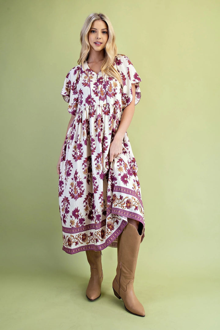 Scalloped Sleeve Fall Dress