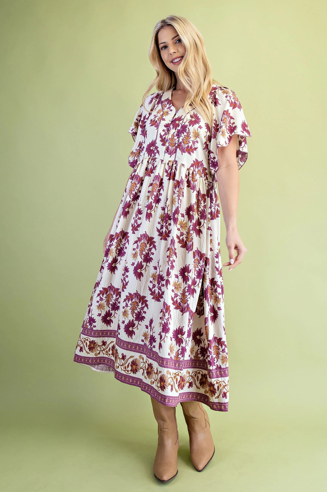 Scalloped Sleeve Fall Dress
