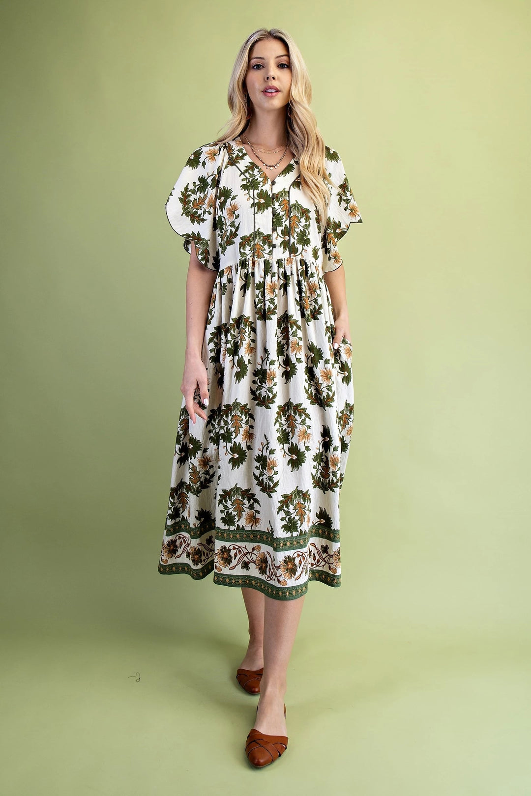 Scalloped Sleeve Fall Dress