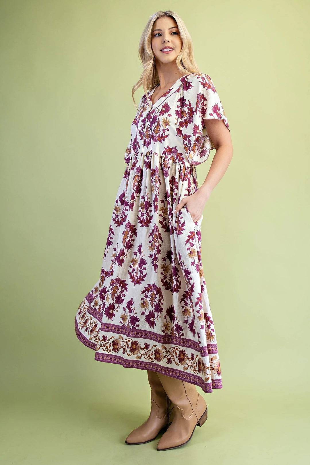 Scalloped Sleeve Fall Dress