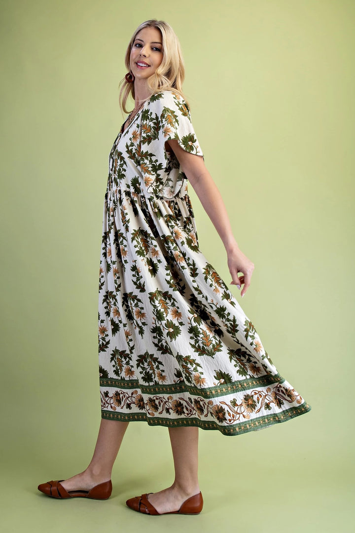 Scalloped Sleeve Fall Dress
