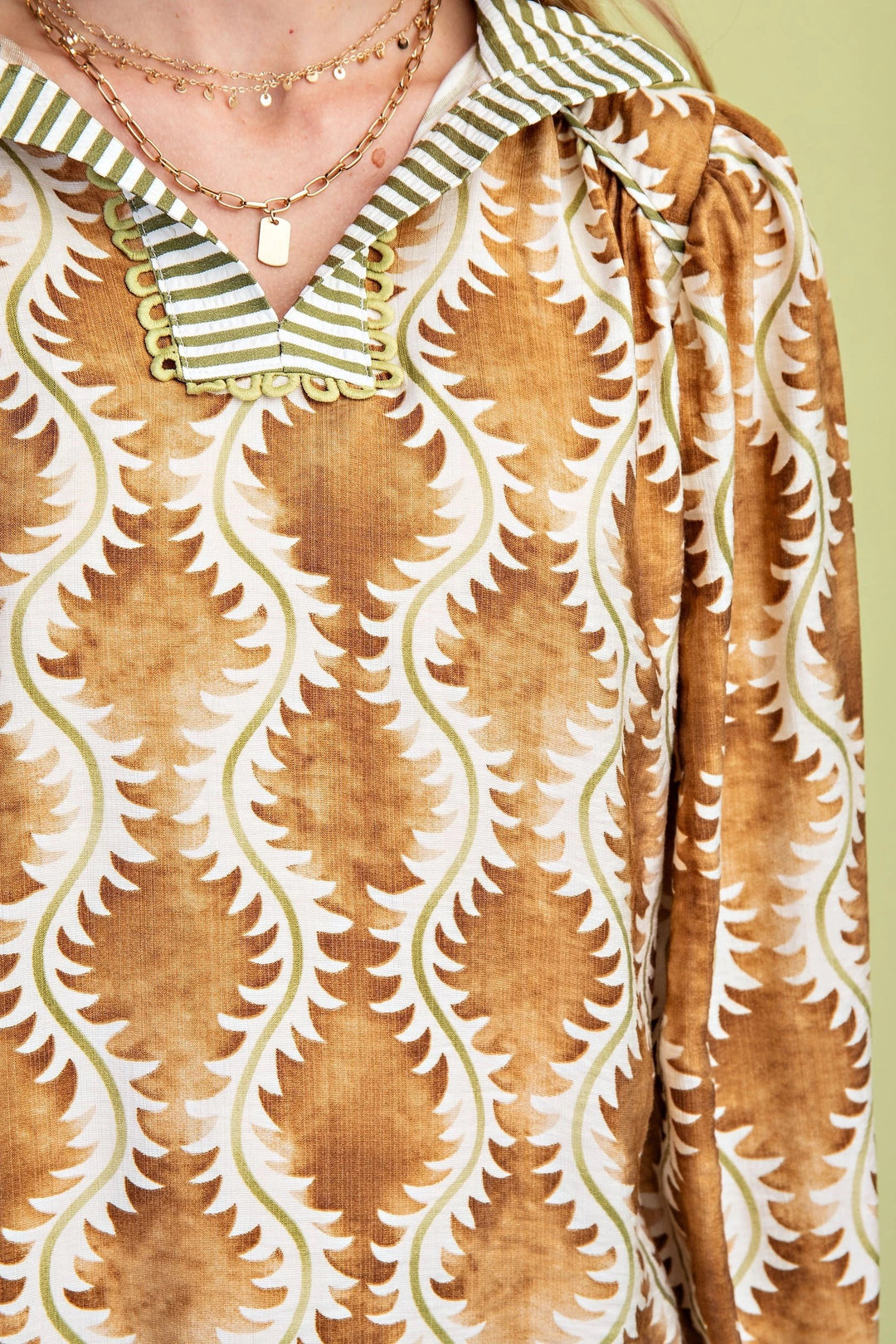 Contrast Striped + Trim Top