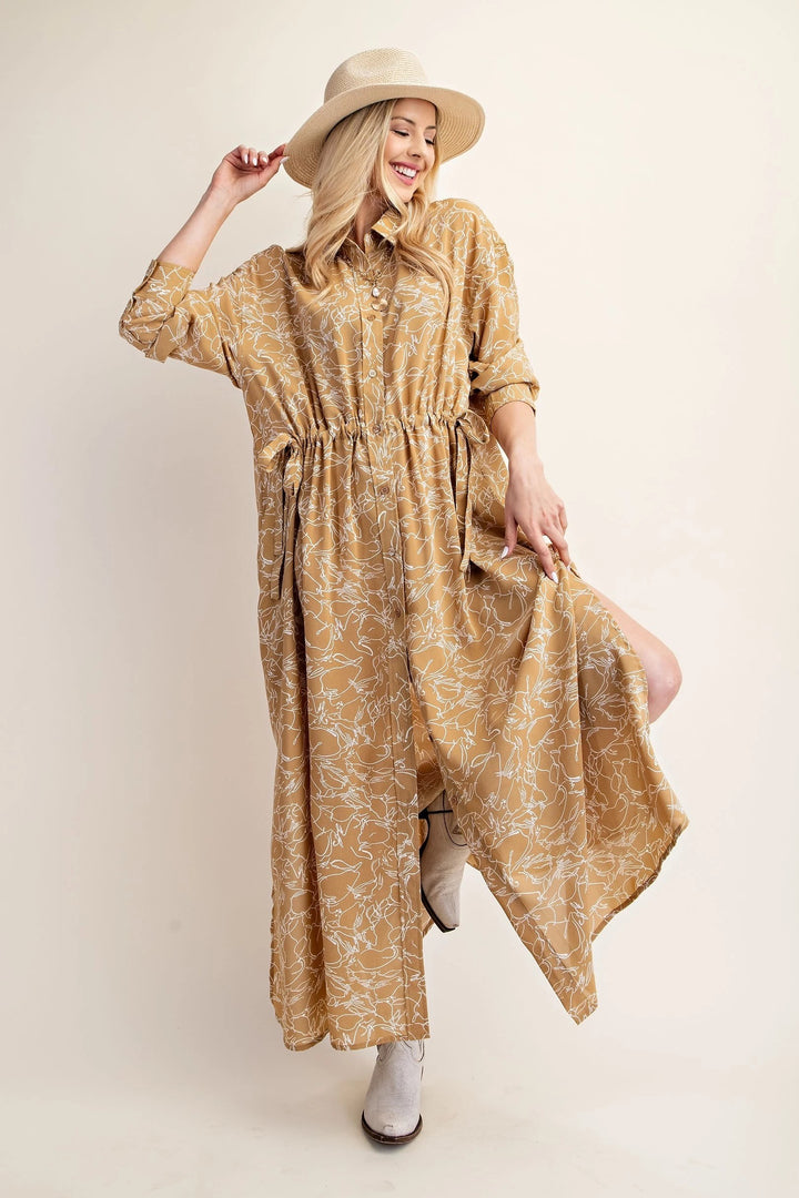 Printed Maxi Shirt Dress