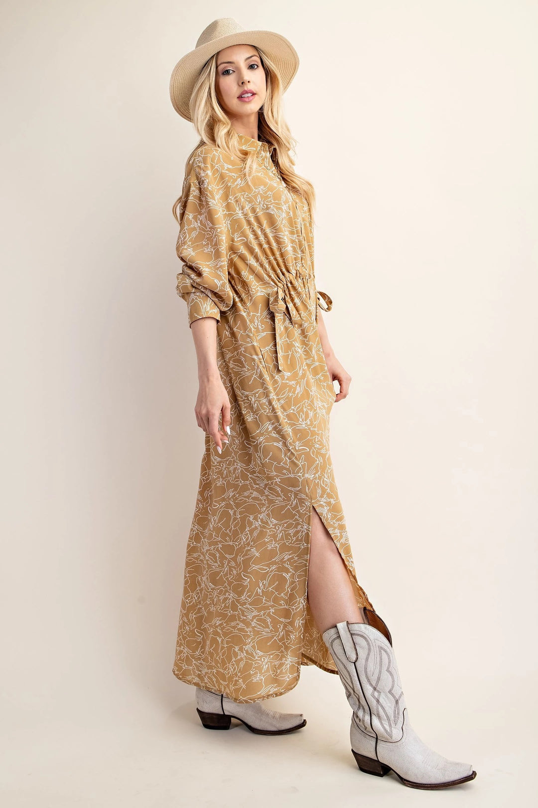 Printed Maxi Shirt Dress