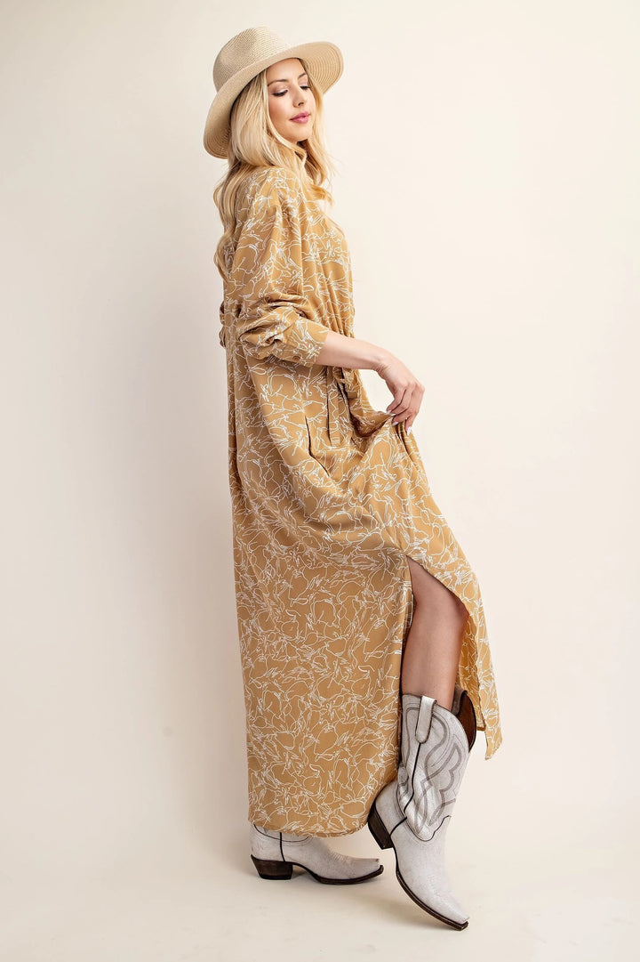 Printed Maxi Shirt Dress