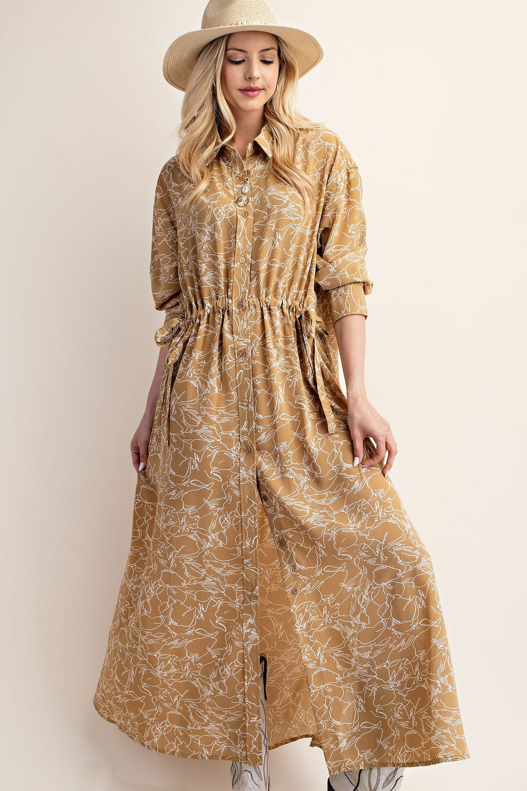 Printed Maxi Shirt Dress