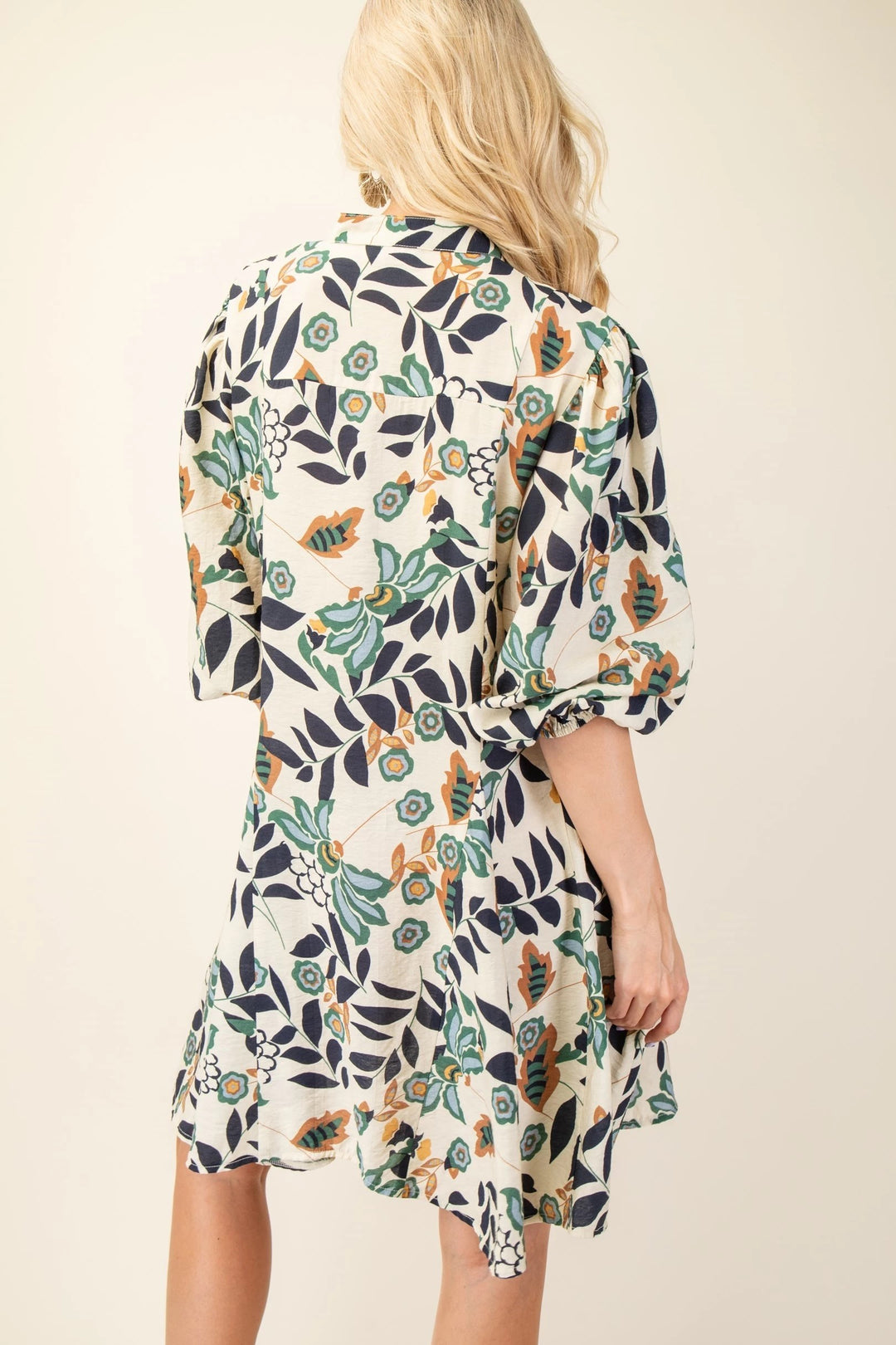 Flower + Leaf Shirt Dress