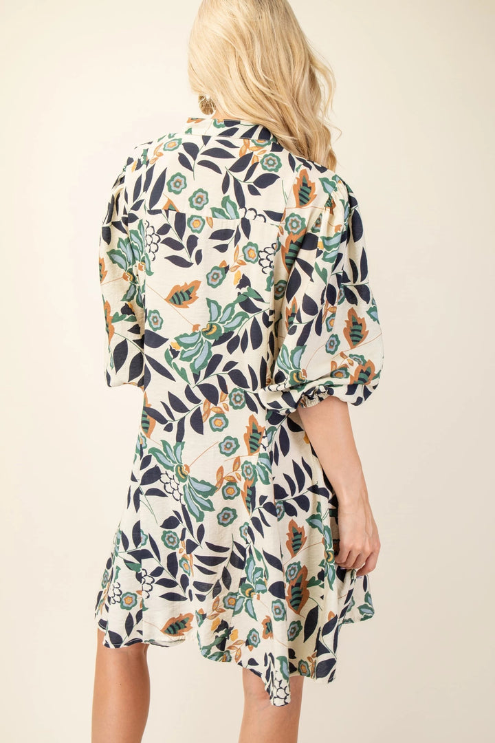 Flower + Leaf Shirt Dress
