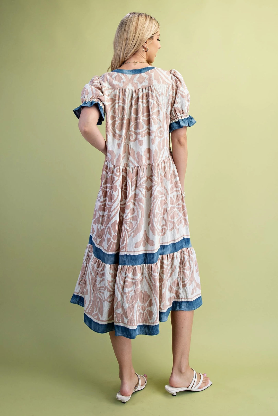 Contrast Trim Midi Dress
