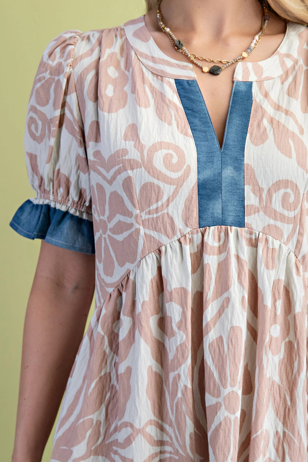 Contrast Trim Midi Dress