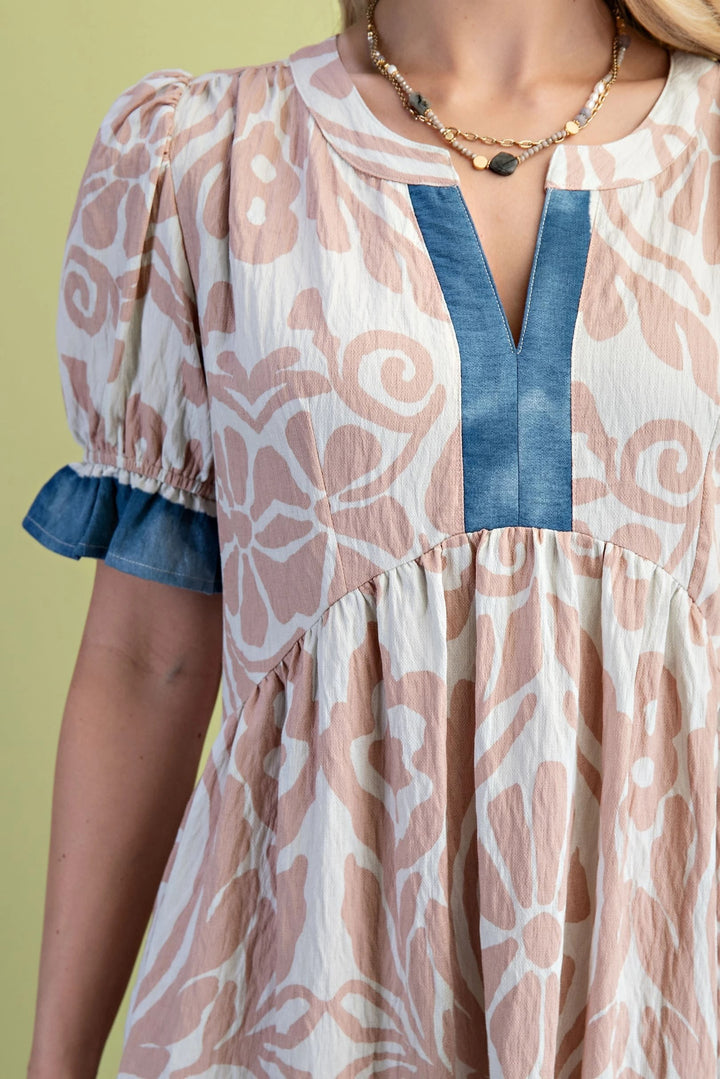 Contrast Trim Midi Dress