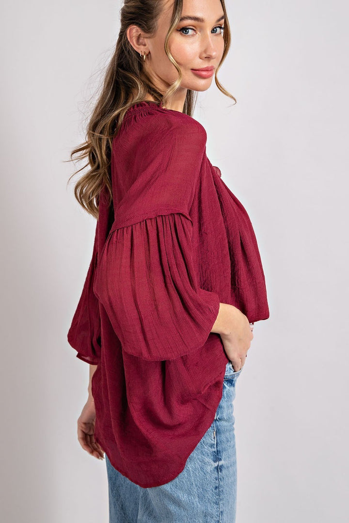 Ruched Long Sleeve Blouse