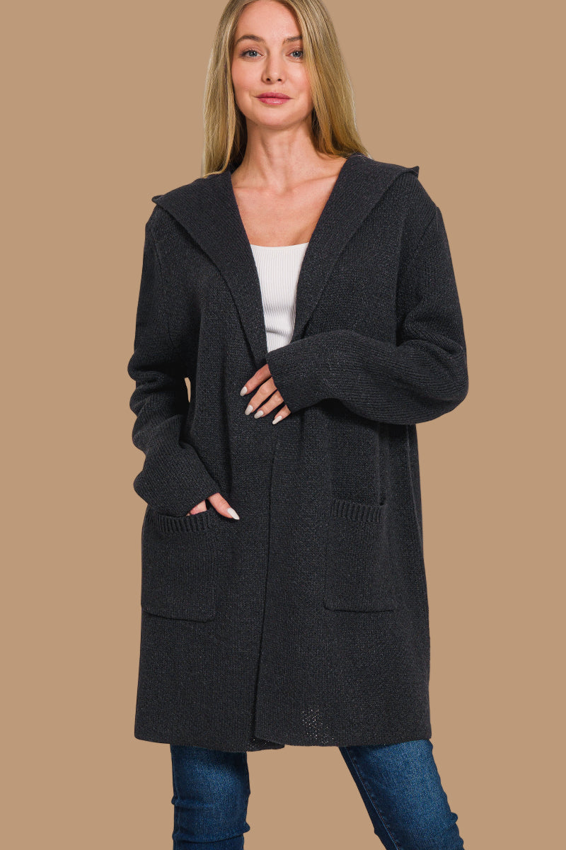 Hooded Open Front Cardigan