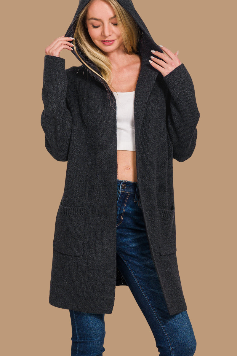 Hooded Open Front Cardigan