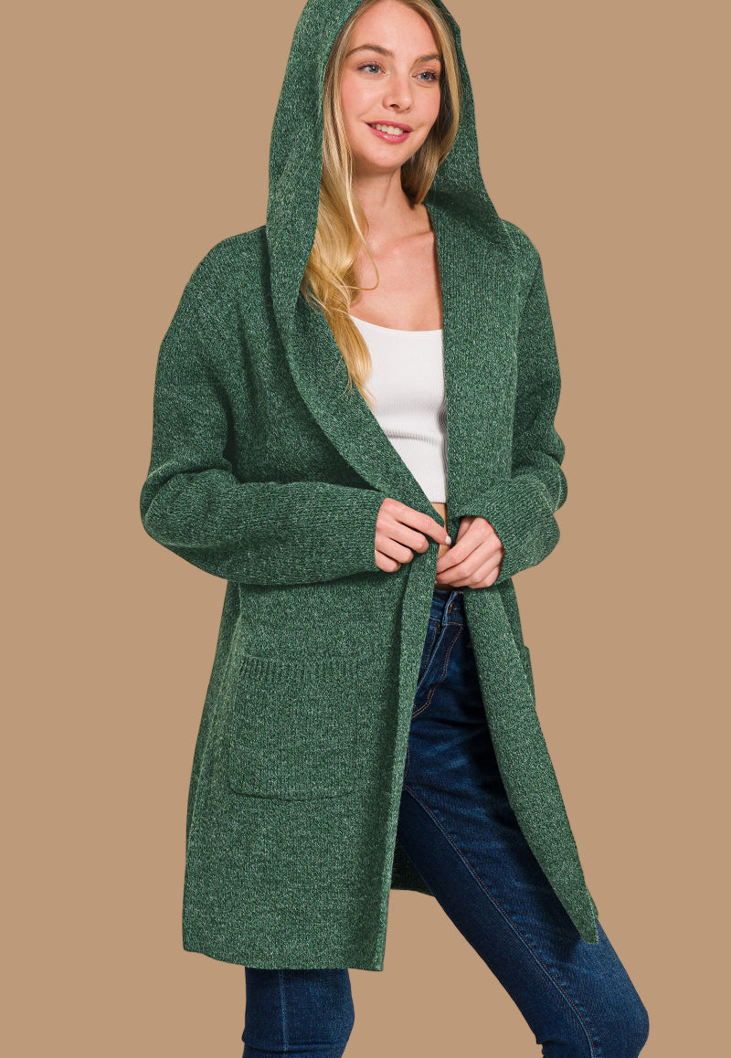 Hooded Open Front Cardigan
