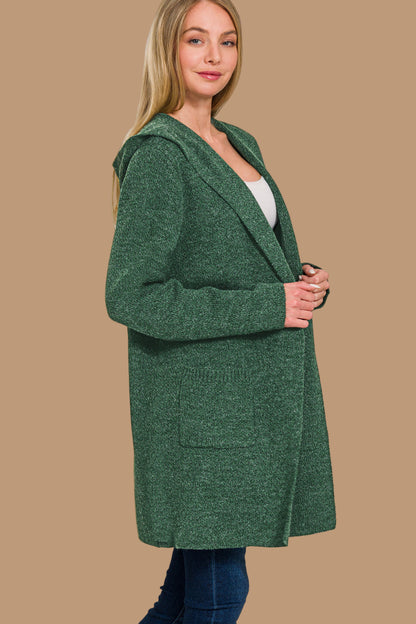 Hooded Open Front Cardigan