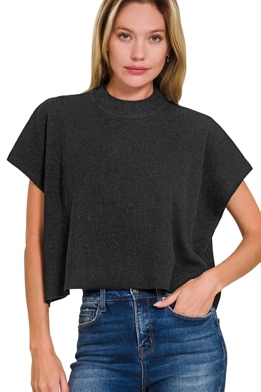 Boxy Ribbed Sweater Top