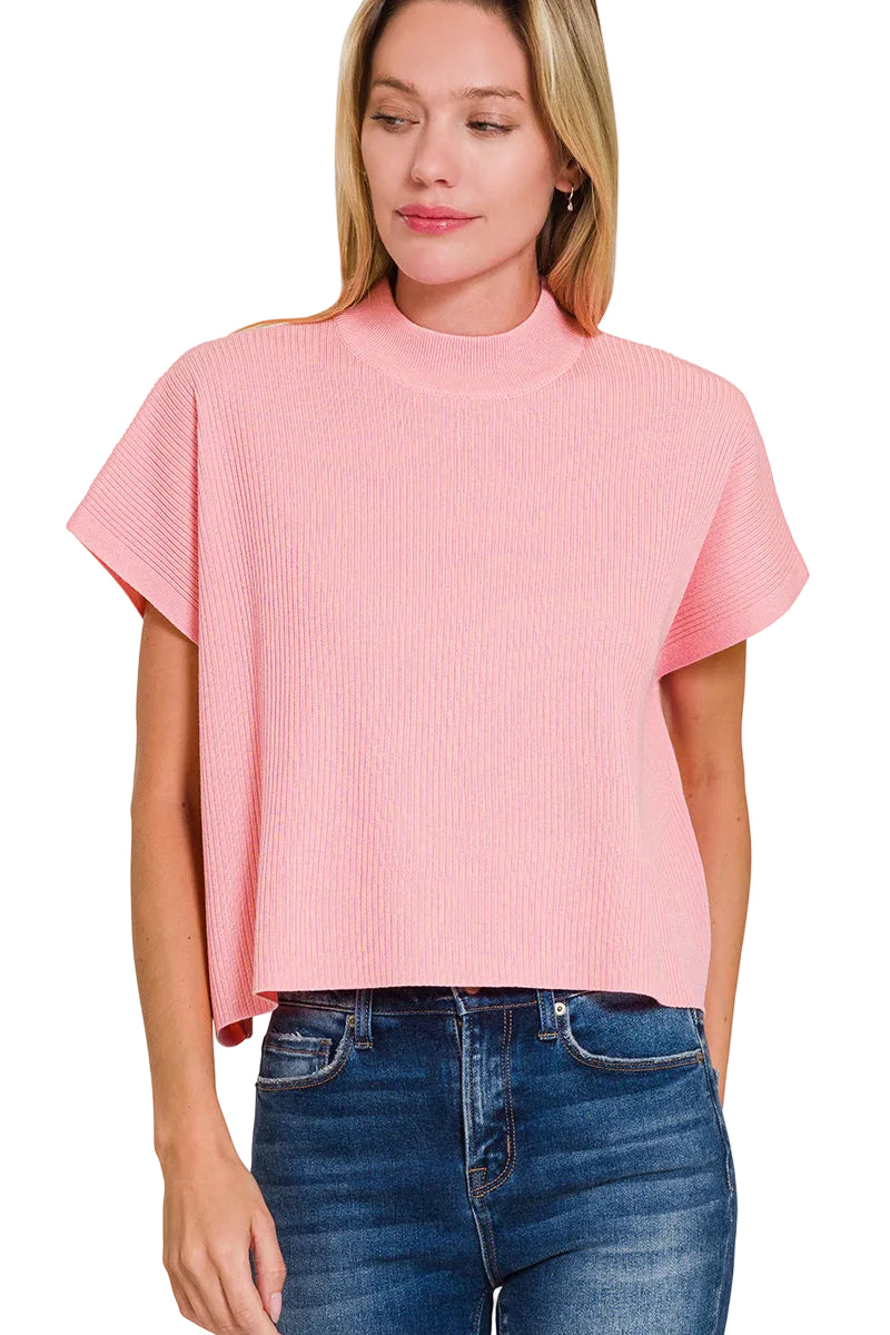 Boxy Ribbed Sweater Top