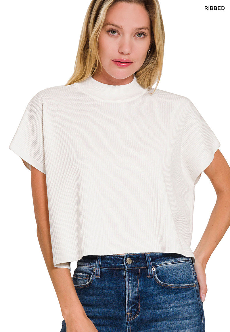 Boxy Ribbed Sweater Top