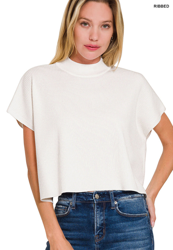Boxy Ribbed Sweater Top