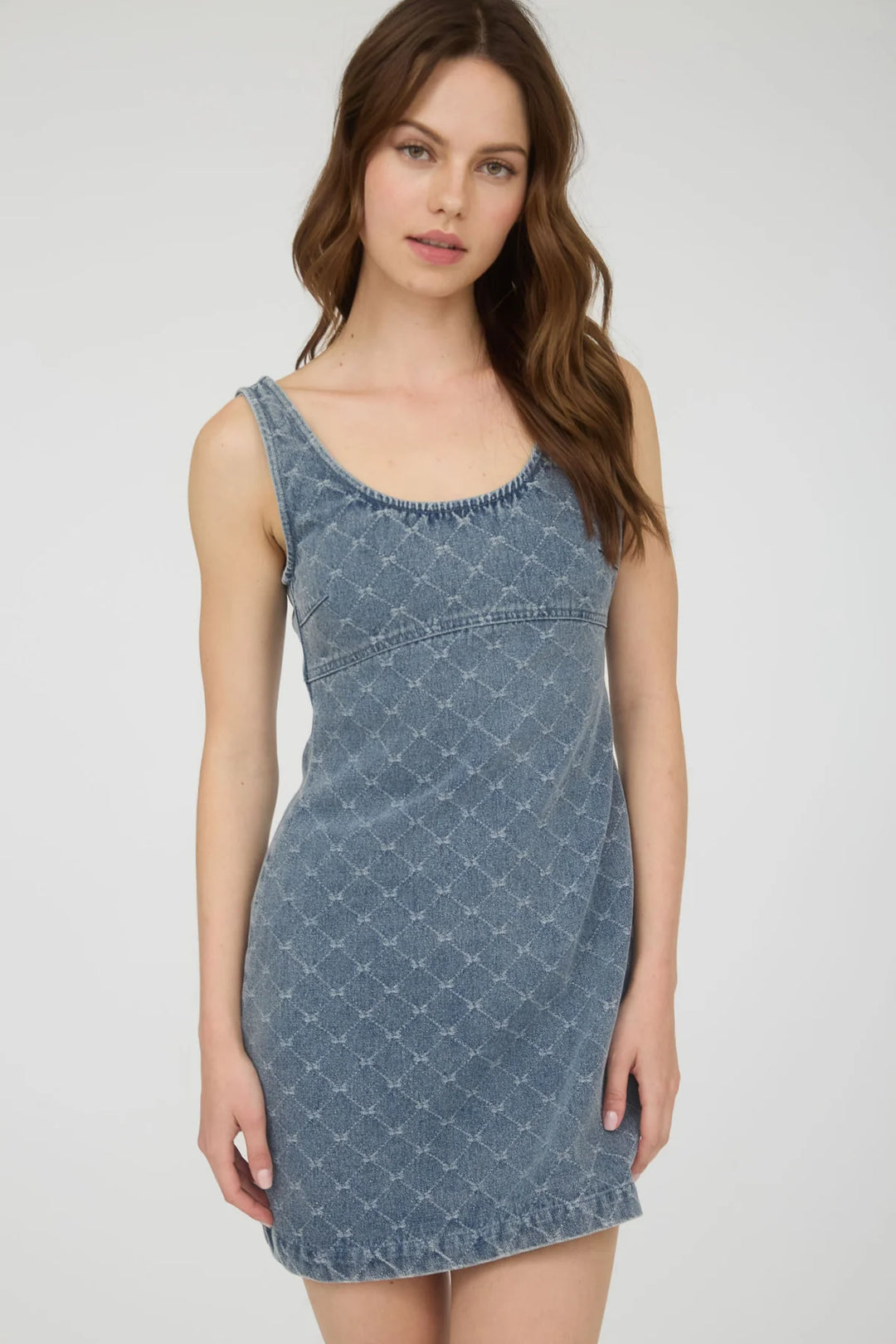 Bow Design Denim Mini Dress