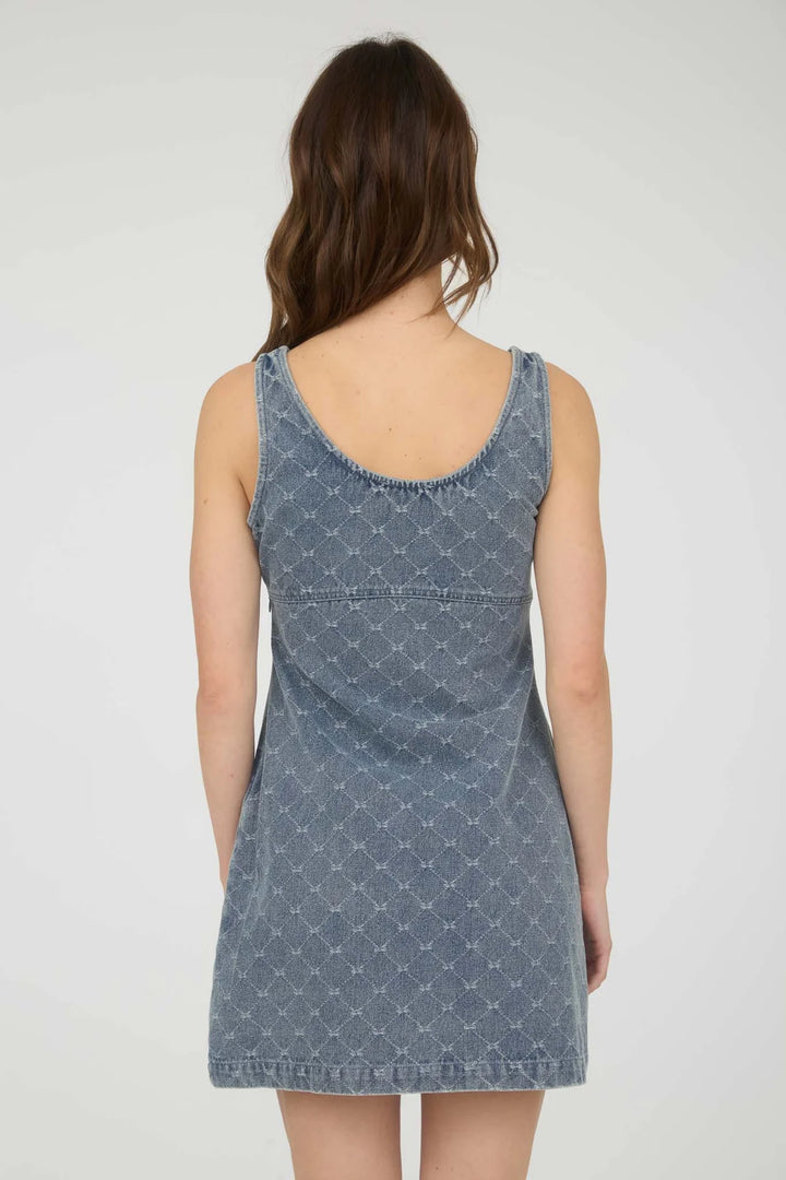 Bow Design Denim Mini Dress