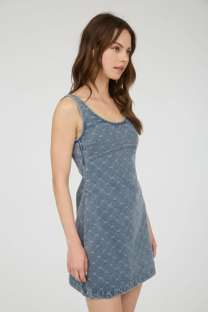 Bow Design Denim Mini Dress