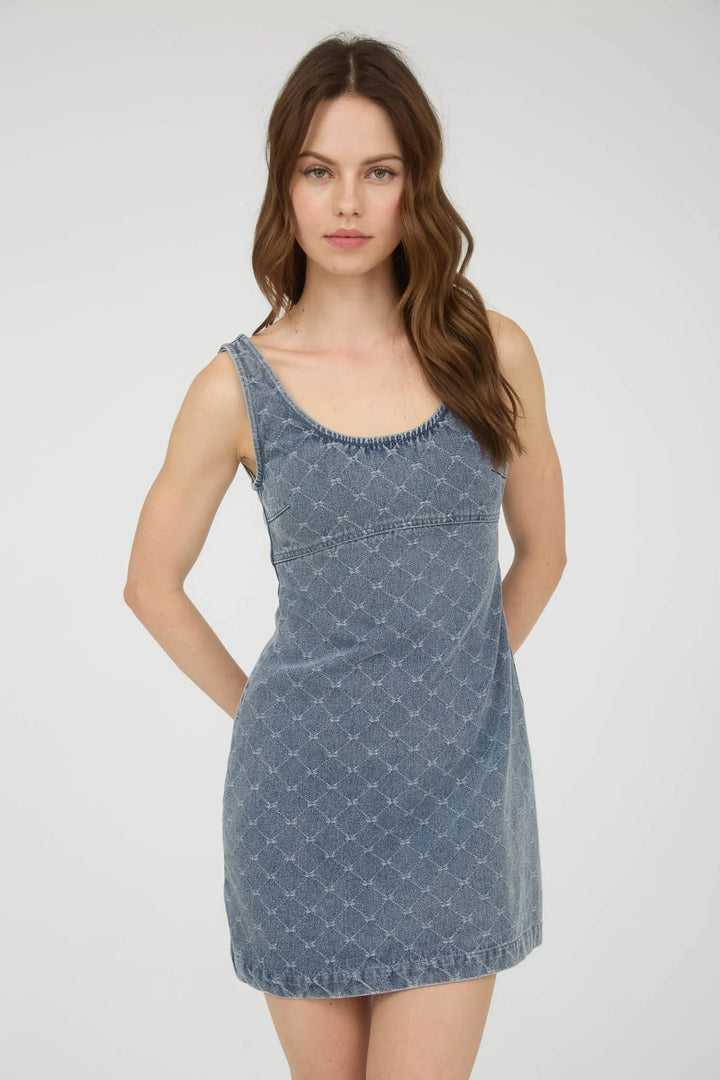 Bow Design Denim Mini Dress