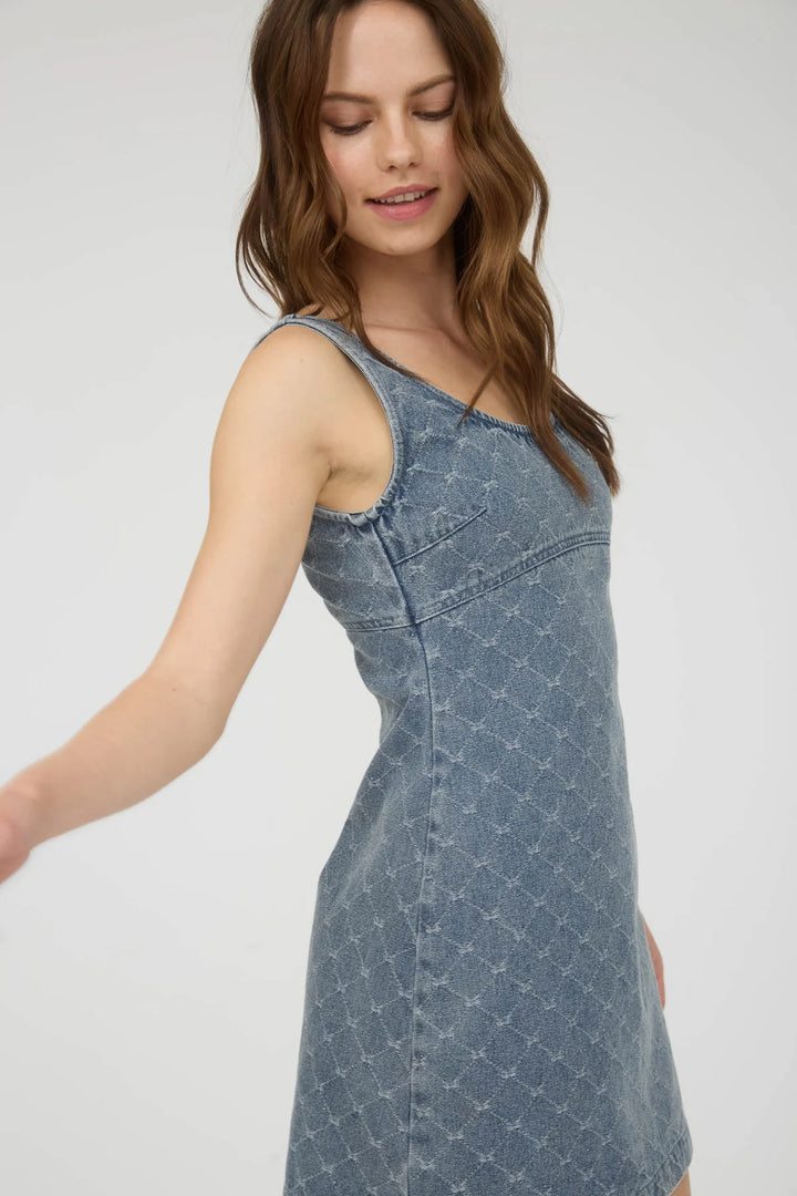 Bow Design Denim Mini Dress