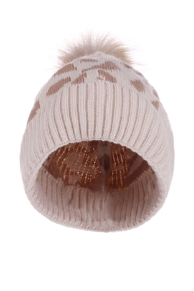 Leopard Pom Beanie
