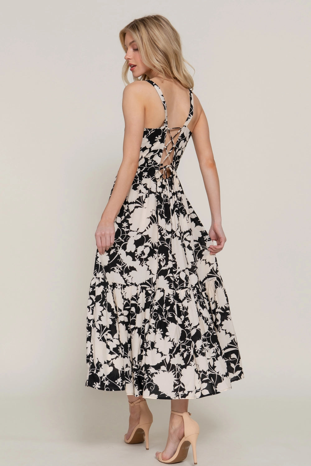 Floral Back-Tie Midi Dress