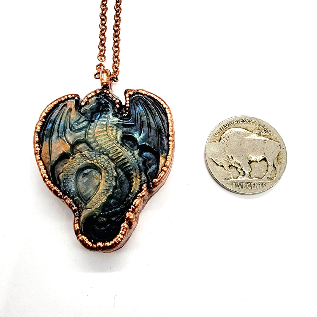 Carved Labradorite Dragon Necklace