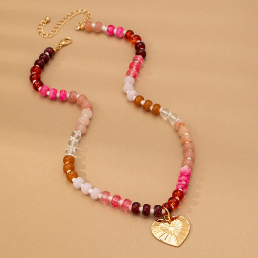 Spike Heart Beaded Necklace