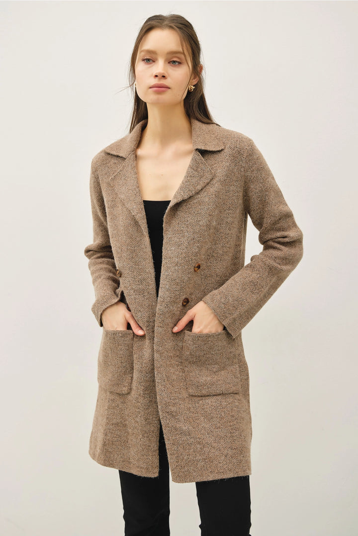 Trench Style Knit Cardigan