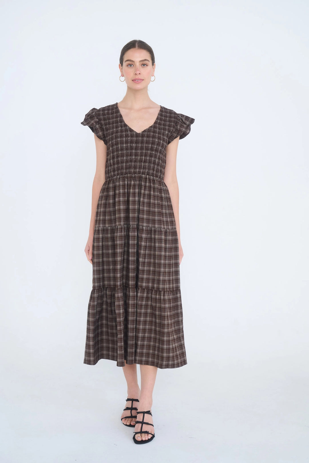 Plaid Smocked + Tiered Dress
