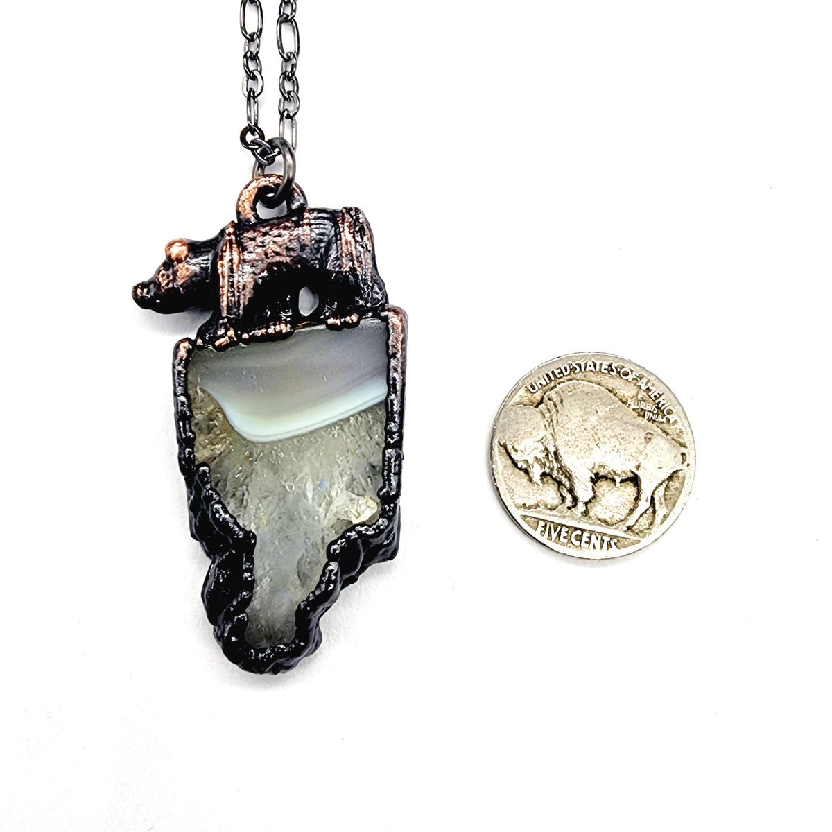 Crystaline Agate Bear Pendant